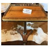 Antique Pedestal Table with Brass Trim