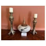 Pair of Candles & Stands/Ceramic Urn