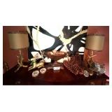 Safari Themed Lamps/Stool, Pinecones & more
