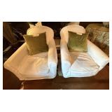 Pair of Leather Chairs with Slip Covers