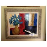 Framed Piano & Floral Print
