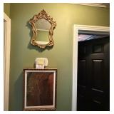 Gold Framed Abstract Print & Mirror