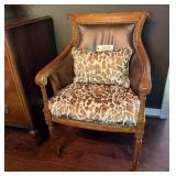 Carved Wooden Armchair/Nailhead Trim