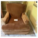 Brown Textured Plaid Armchair
