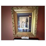 Pair of Signed Art Pieces/Marble Table & more