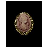 Ornate rose cameo brooch