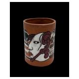 6' MC folk art terra-cotta cylinder vase