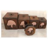 MC Wooden Mushroom Canister Set & Napkin Holder