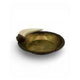 8' MC brass bowl w/ tusk handle ornate edge