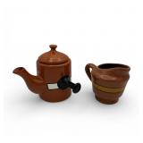 Signed Carla R.D. Mexican pottery coffee & creamer