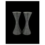 7' pair art deco aluminum rings candle stands