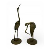 2 brass stork crane statues 12' & 8ï¿½