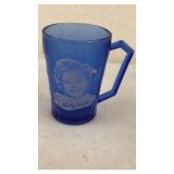 Vintage Shirley Temple Blue Glass Cup 3.5'