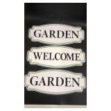 3 Metal Signs 19' Garden / Welcome