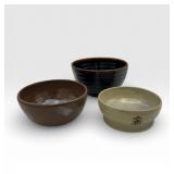 3 artisan pottery mixing bowls 7', 6ï¿½ & 5ï¿½