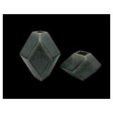 MCM abstract faceted stria pottery vases 9' & 6ï¿½