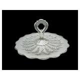 11' Jeannette glass 'featherï¿½ tidbit sandwich tray