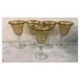 5 Artland Iris Amber Bubble Stem Glasses 8'