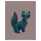 MC stylized turquoise pottery fox statue