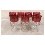 7 Tiffin Rubly Thumbprint Water Goblets 6'