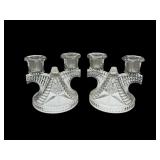 Federal glass wigwam dual slot candle stands