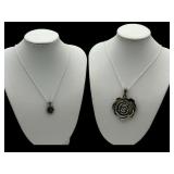 Blue opal 8pt rhinestone & carnation MC necklaces