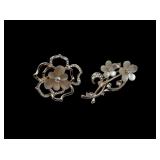 2 rhinestone & lucite brooches