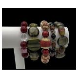 5 stone, lucite, agate ball bracelets