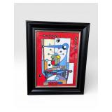 Abstract modern geometric oil on canvas 17 x 20