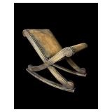 Early antique gout foot stool leather back/seat