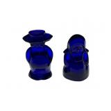 Boyd glass cobalt blue Amish couple figures
