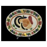 18' Turkey in relief pottery serving platter