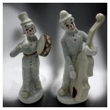 9' gilde German porcelain clown band figures