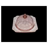 Jeannette pink depression 'Adam' butter dish