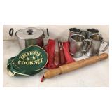 Pewter Mugs, Rolling Pin, Carving Set etc