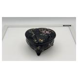 Fenton glass black amethyst footed dresser dish