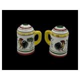 Ucago PY rooster & roses porcelain S&P