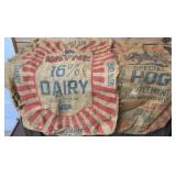 4 old Wayne feed sow hog pig feed sacks 100lb