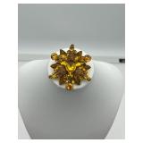 Topaz crystal rhinestone brooch