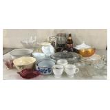 Amethyst glass, candy dish, carnival glass etc