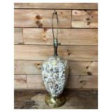 27' MC seashell filled body brass base lamp