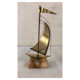 MCM Brass Sailboat on Onyx Base 10'