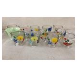 Hand Painted Creamers & Sugars-1 jadeite etc