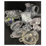 Glassware Lot-juicer, candlesticks etc