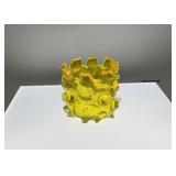 MC Vaseline lava rock glass vessel