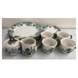 Vintage 16pc Poppytrail Blue Grapes Dish Set