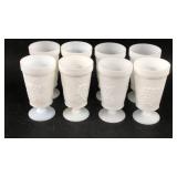 8 Milk Glass Footed Tumblers Grapes 5.75'