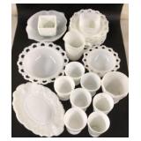 Milk Glass Lot - Plates, Bowls etc