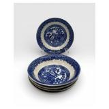 6 Bennett blue willow ware soup bowls