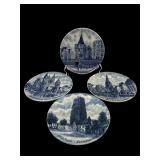 4 holland blue delft plates 1960s & 1980s